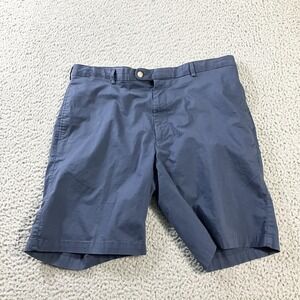 Peter Millar Shorts Mens 38 Blue Cotton Stretch Chino Casual Flat Front